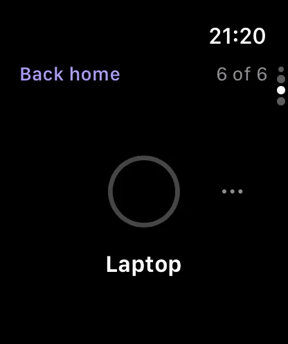 Yoyo on Apple Watch, back home, with the laptop still to put away.